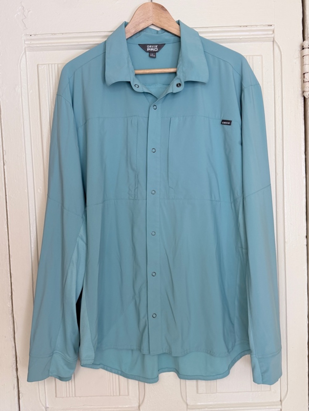 Orvis Pro Men's Light Blue Performance Snap Button Shirt Size;: X-Large